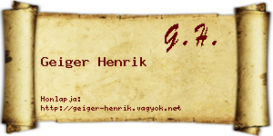 Geiger Henrik névjegykártya